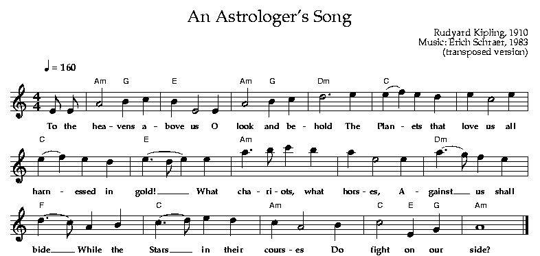An Astrologer's Song (transposed), by Rudyard Kipling, 1910, Music by Erich Schraer, 1983